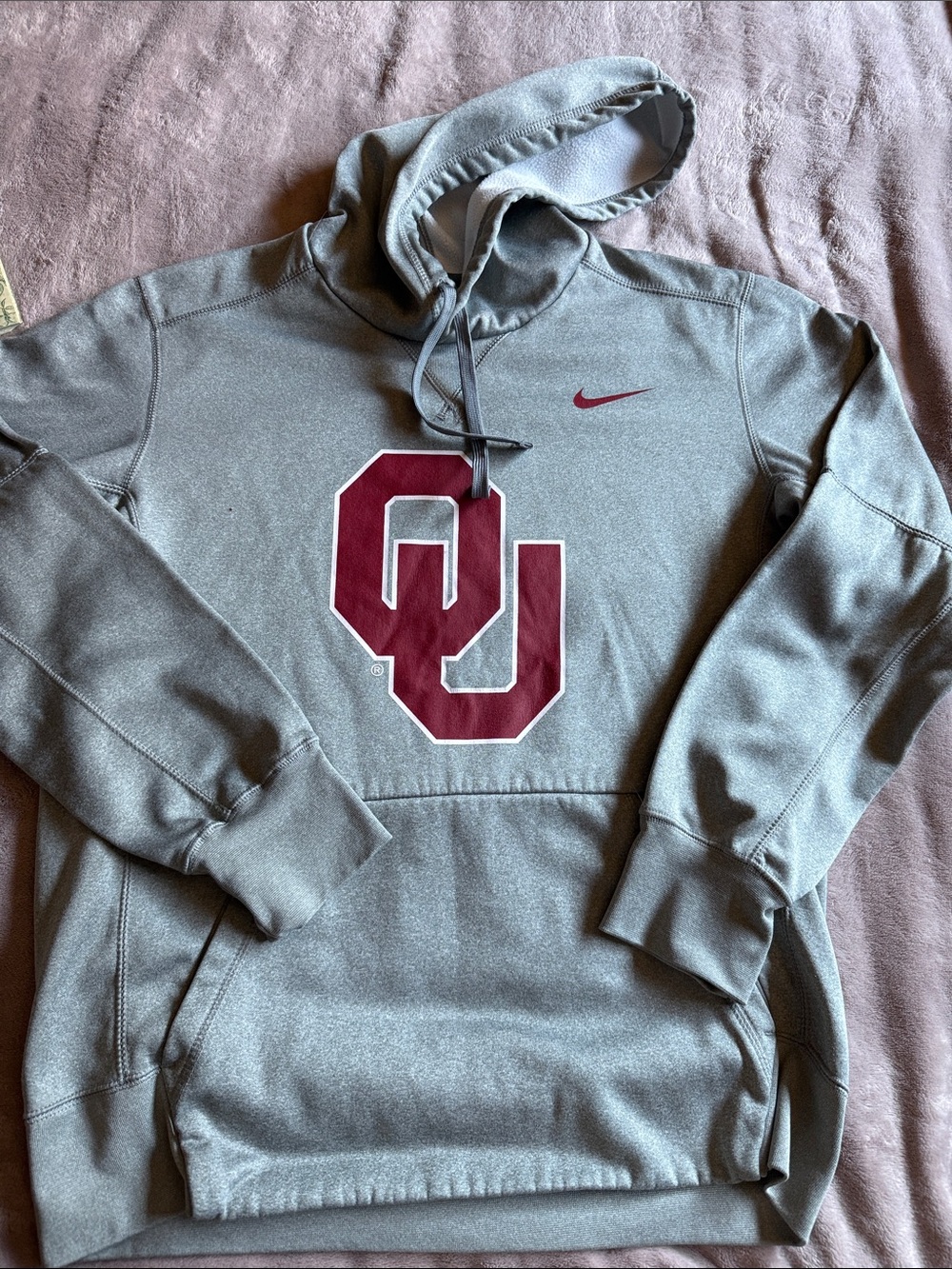 Nike Gray Hoodie with Maroon OU Logo